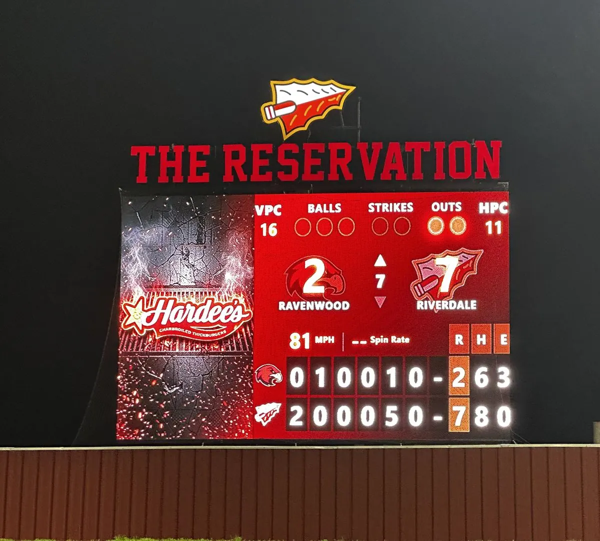 Riverdale High School baseball LED scoreboard